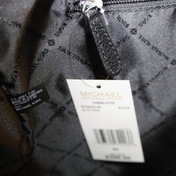 Michael Kors Charlotte Tote Shoulder Bag MK Black - Picture 11 of 12